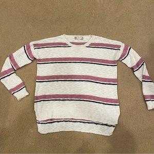 Pink Rose Striped Sweater